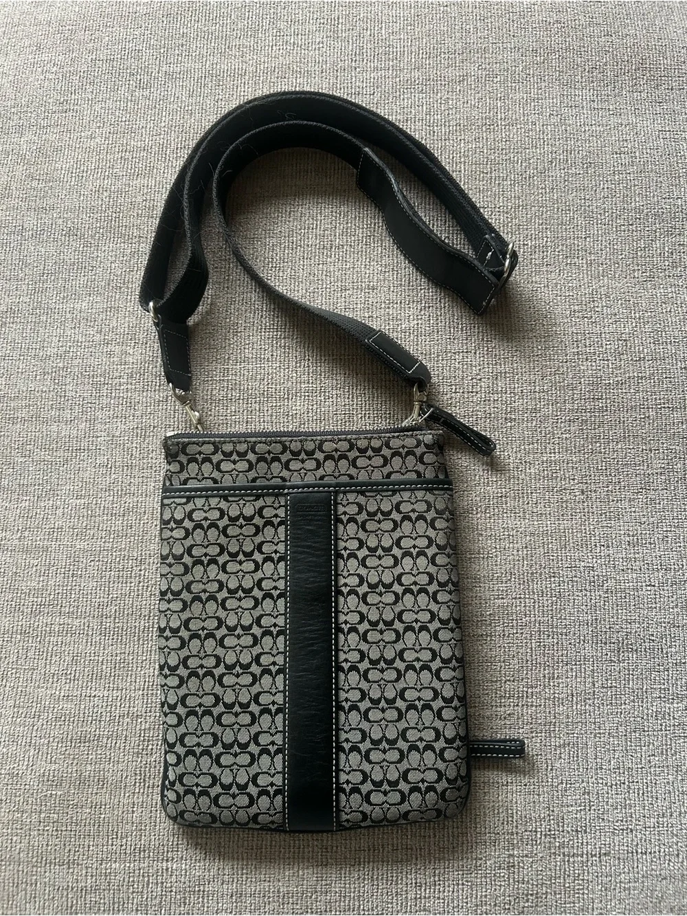 Coach Monogram Messenger Crossbody in Gray and Black
